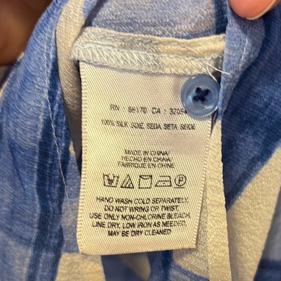Maeve Anthropologie silk Blue White Plaid Tierra Buttondown , sz : XS - Picture 11 of 11